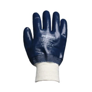 REBEL Tru Touch Blue Nitrile Heavy Duty Knit Wrist Gloves Size XL/10